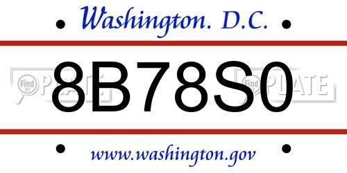 8B78S0 District Of Columbia License Plate
