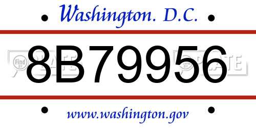 8B79956 District Of Columbia License Plate
