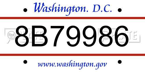8B79986 District Of Columbia License Plate