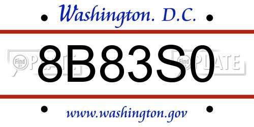 8B83S0 District Of Columbia License Plate