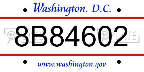 8B84602 District Of Columbia License Plate