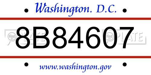 8B84607 District Of Columbia License Plate