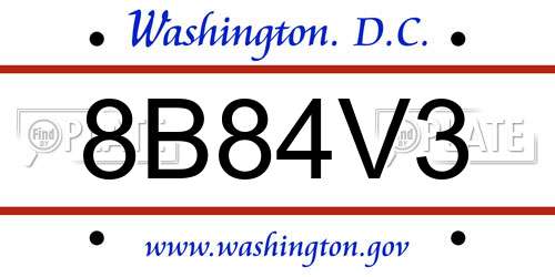 8B84V3 District Of Columbia License Plate