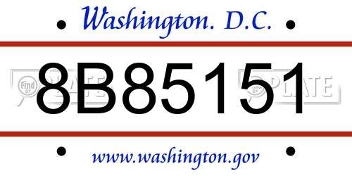 8B85151 District Of Columbia License Plate