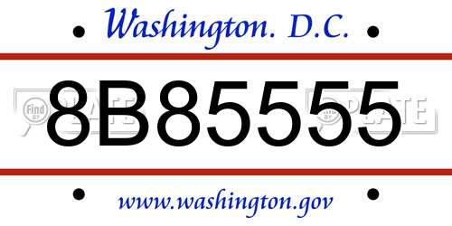 8B85555 District Of Columbia License Plate