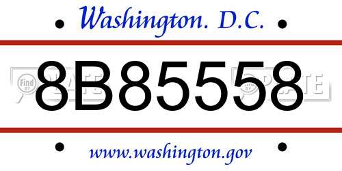 8B85558 District Of Columbia License Plate