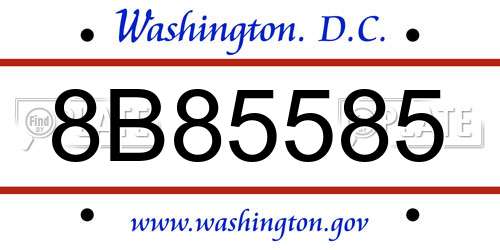 8B85585 District Of Columbia License Plate