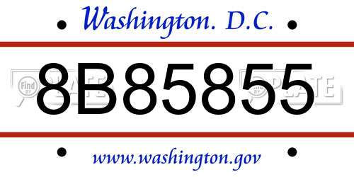 8B85855 District Of Columbia License Plate