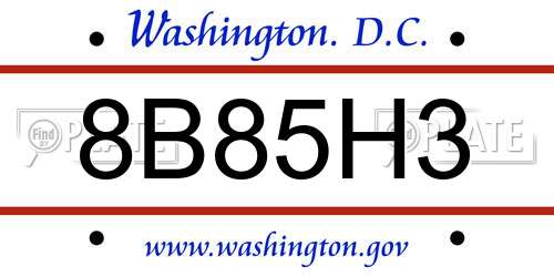 8B85H3 District Of Columbia License Plate