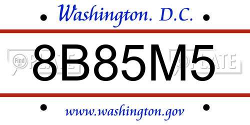 8B85M5 District Of Columbia License Plate
