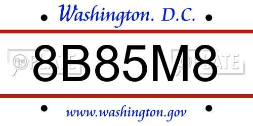 8B85M8 District Of Columbia License Plate