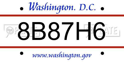 8B87H6 District Of Columbia License Plate