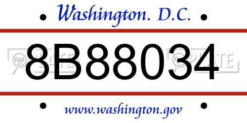 8B88034 District Of Columbia License Plate