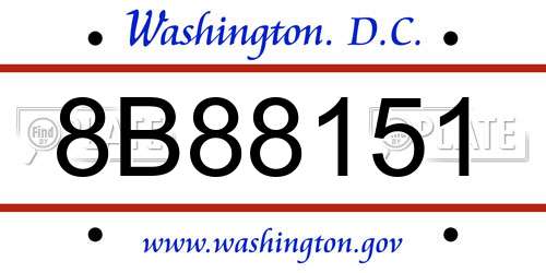 8B88151 District Of Columbia License Plate