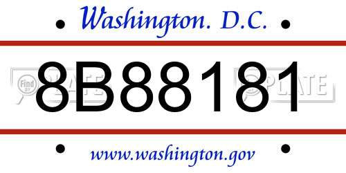 8B88181 District Of Columbia License Plate