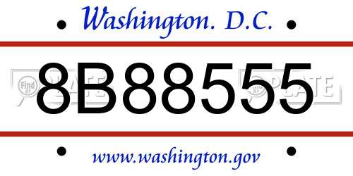 8B88555 District Of Columbia License Plate