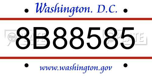 8B88585 District Of Columbia License Plate