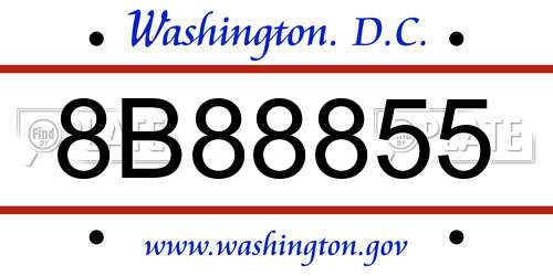 8B88855 District Of Columbia License Plate