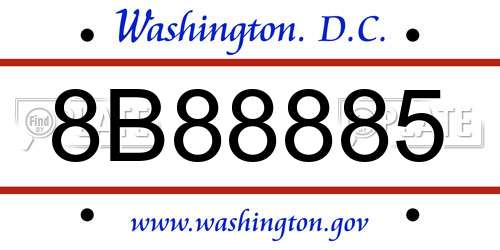 8B88885 District Of Columbia License Plate