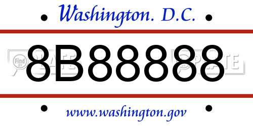 8B88888 District Of Columbia License Plate