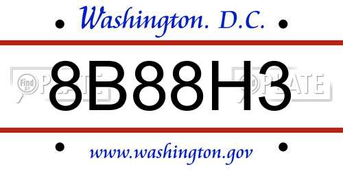 8B88H3 District Of Columbia License Plate