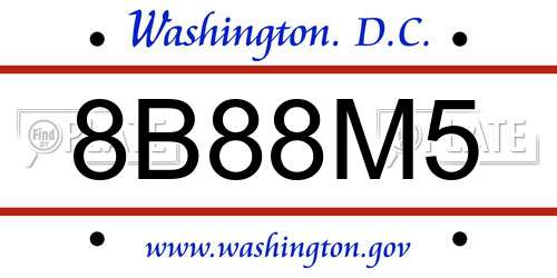8B88M5 District Of Columbia License Plate