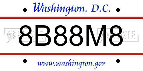 8B88M8 District Of Columbia License Plate