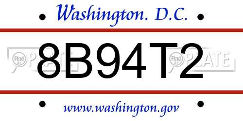 8B94T2 District Of Columbia License Plate