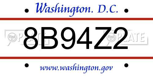 8B94Z2 District Of Columbia License Plate