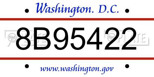 8B95422 District Of Columbia License Plate