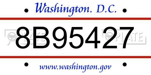8B95427 District Of Columbia License Plate