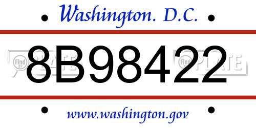 8B98422 District Of Columbia License Plate