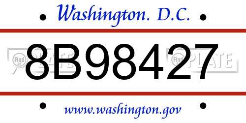8B98427 District Of Columbia License Plate