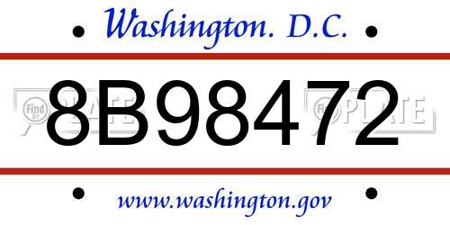 8B98472 District Of Columbia License Plate