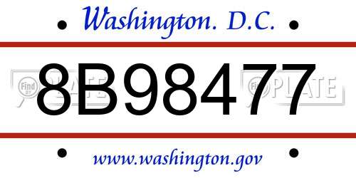 8B98477 District Of Columbia License Plate