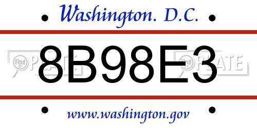 8B98E3 District Of Columbia License Plate