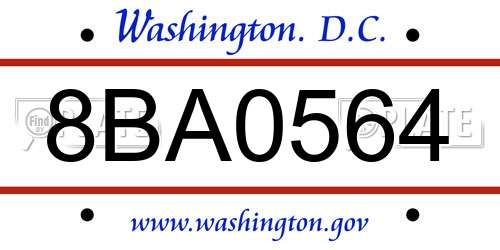 8BA0564 District Of Columbia License Plate