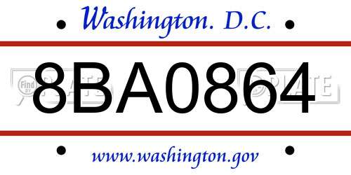 8BA0864 District Of Columbia License Plate