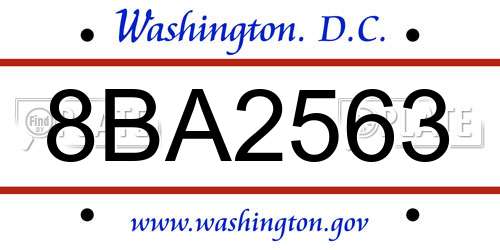 8BA2563 District Of Columbia License Plate