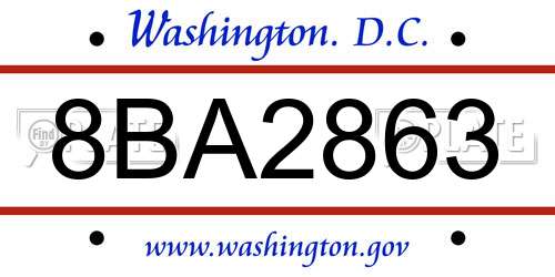 8BA2863 District Of Columbia License Plate