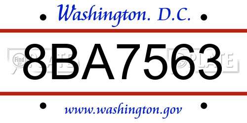 8BA7563 District Of Columbia License Plate