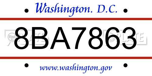 8BA7863 District Of Columbia License Plate