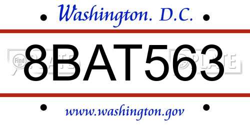 8BAT563 District Of Columbia License Plate