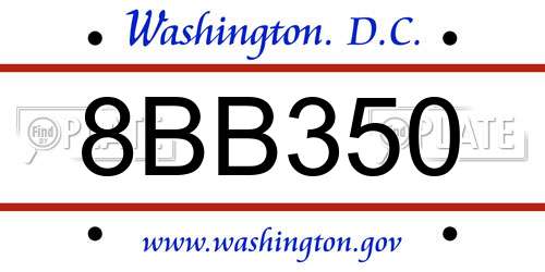 8BB350 District Of Columbia License Plate