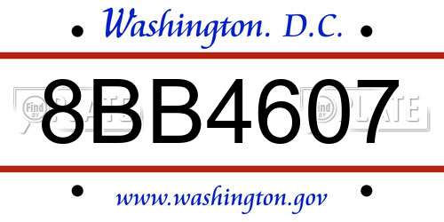8BB4607 District Of Columbia License Plate