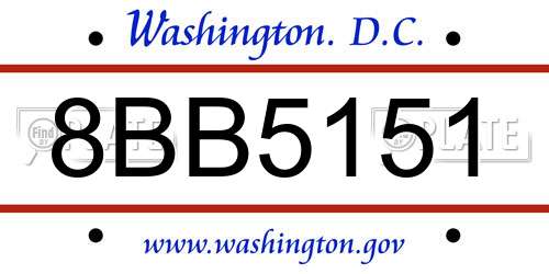 8BB5151 District Of Columbia License Plate