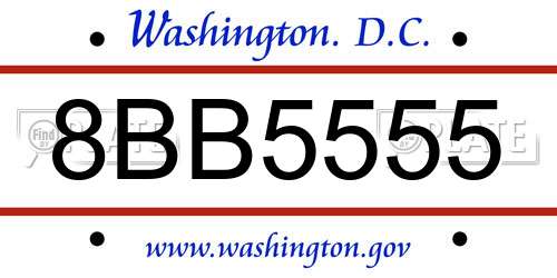 8BB5555 District Of Columbia License Plate