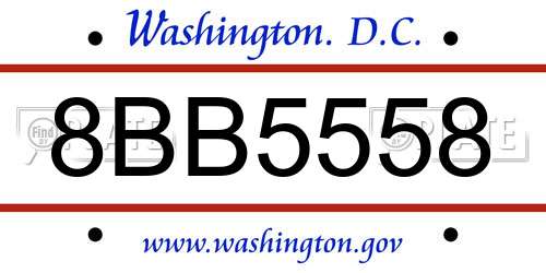 8BB5558 District Of Columbia License Plate