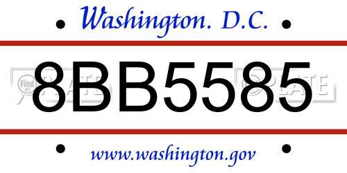 8BB5585 District Of Columbia License Plate
