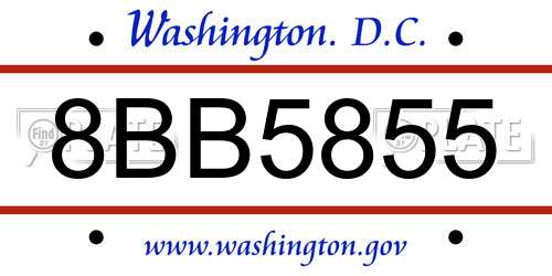 8BB5855 District Of Columbia License Plate
